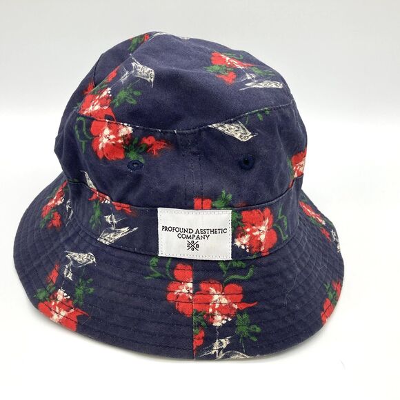 Profound Aesthetic Company Blue Y2K 90s Birds Floral Bucket Hat Beach SoCal - Picture 1 of 4